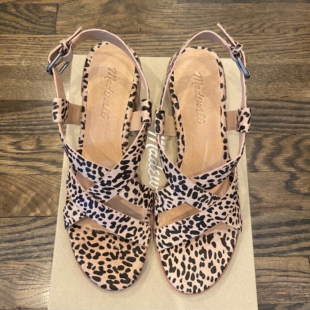 Madewell sz 7.5 Alyssa Sandal in Spotted Calf Hair